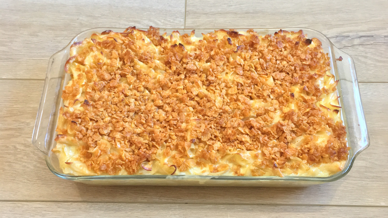 Illustration for article titled How to make my noodle kugel, a glorified pasta cheesecake
